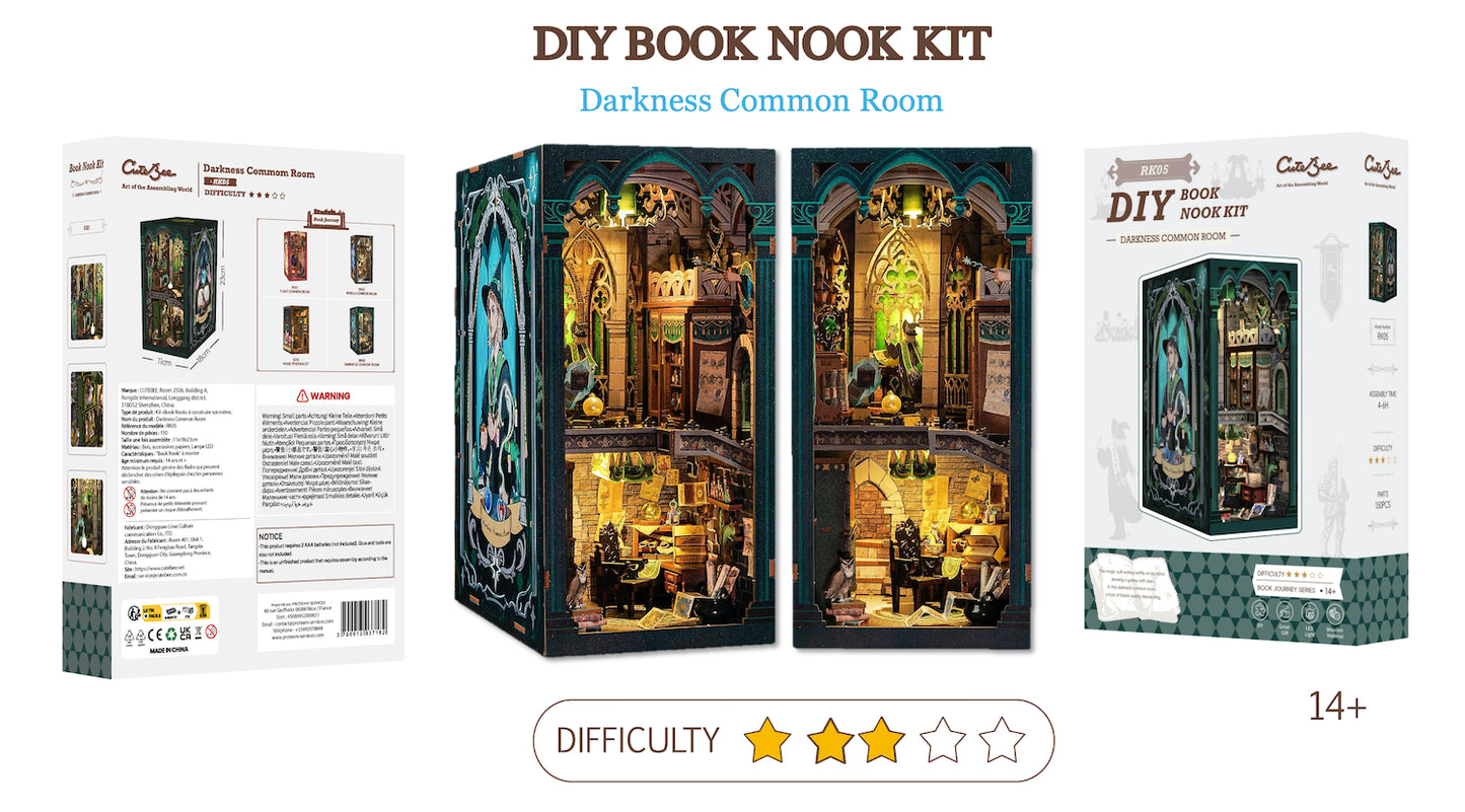 BOOK NOOK KIT - DIY - Salle Commune Sombre - 150pc + Eclairage LED