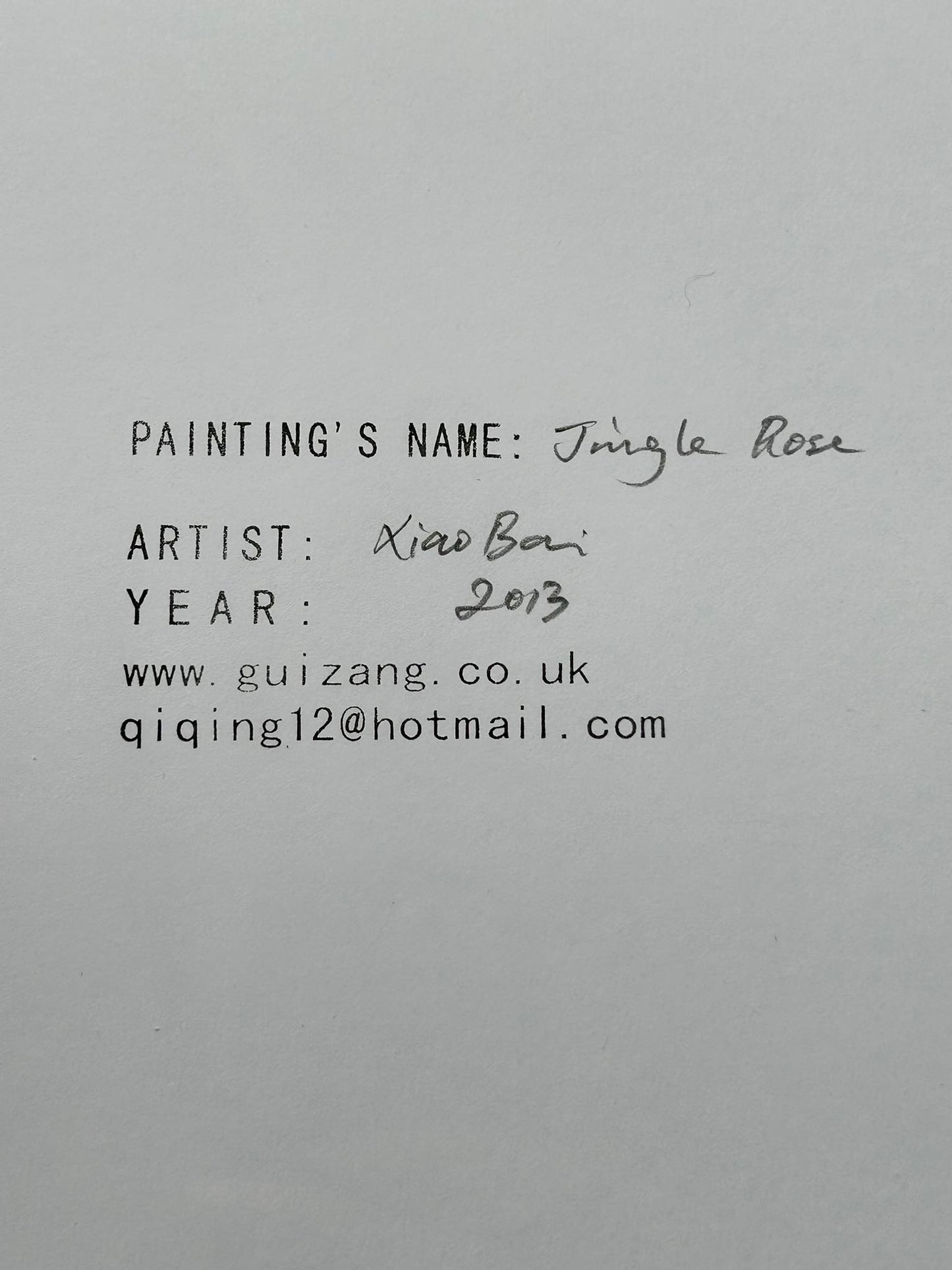 Xiao Bai Art Jungle Rose 2013