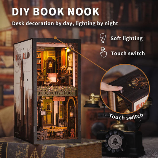 BOOK NOOK KIT - DIY - Agence du Détective Rose - 322pc +Eclairage LED