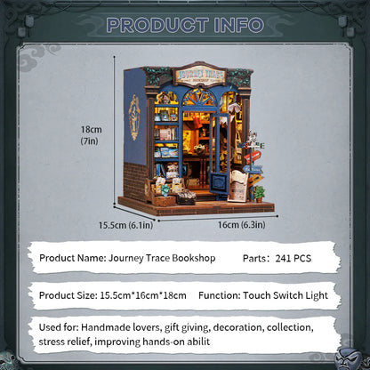 MINIATURE HOUSE - DIY - Librairie de Voyage - 241pc + Eclairage LED