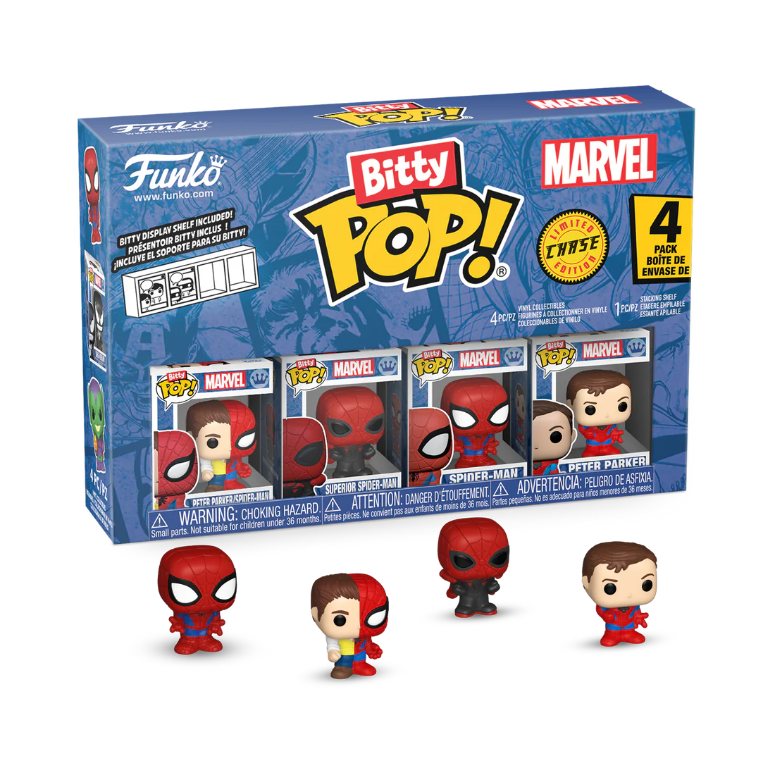 SPIDER-MAN - Bitty Pop 4 Pack 2.5cm - Parker Split